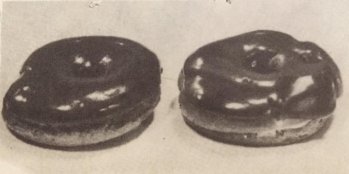 Cake „inel Choux cu crema.“ Fotografie din cartea „Producerea de produse de patiserie și prăjituri,“ 1976