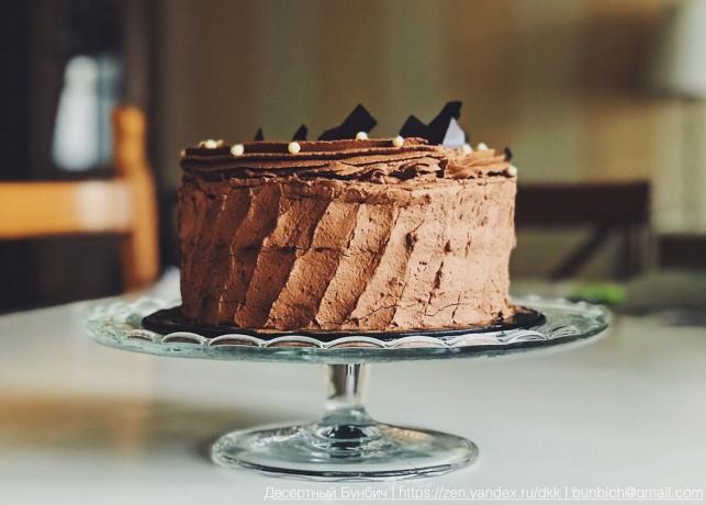 Iată un tort poate fi făcută din burete tort de ciocolata cu crema de ciocolata